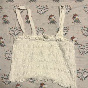 American Eagle Outfitters White Smocked Camisole